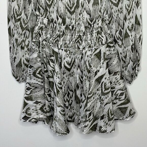 Misa Los Angeles Mercy Green White Elastic Waist Mini Dress Womens Size Small - Picture 3 of 13